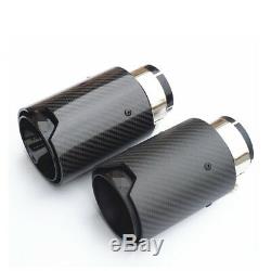 Full Matte Black Car 100% Carbon Fiber Exhaust End Tips for BMW 2.5 in 3.5 out