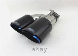 Glossy 100% Carbon Fiber Car Dual Pipe Left Exhaust Pipe Tail Muffler Tip Blue