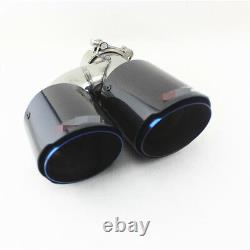 Glossy 100% Carbon Fiber Car Dual Pipe Left Exhaust Pipe Tail Muffler Tip Blue