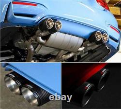 Glossy 100% Carbon Fiber Car Dual Pipe Left Exhaust Pipe Tail Muffler Tip Blue