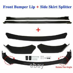 Glossy Black Car Front Bumper Lip Spoiler +78.7 Side Skirt Splitter Universal