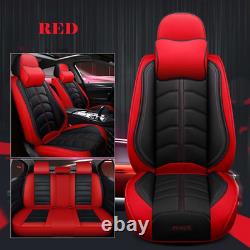 Luxury PU Leather Mat Four Seasons Full Car Seat Cover Cushion Pad Set Red/Black