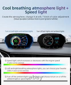 OBD+GPS Car Digital Head Up Display HUD Gauge Water Oil Temp Speedometer Alarm