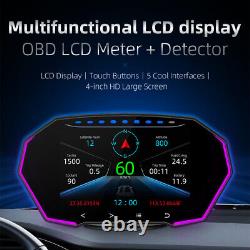 OBD2 GPS Car Head Up Display HUD Smart Gauge Speedometer Water Oil Temp Alarm