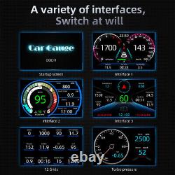 OBD2 GPS Car Head Up Display HUD Smart Gauge Speedometer Water Oil Temp Alarm