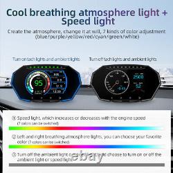 OBD2 GPS Car Head Up Display HUD Smart Gauge Speedometer Water Oil Temp Alarm