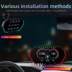 OBD2 GPS Car Head Up Display HUD Smart Gauge Speedometer Water Oil Temp Alarm