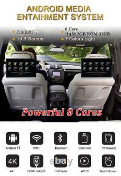 Pair 13.3in Car Headrest Digital Monitor Video Player Touch Screen WIFI 2+32G