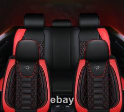 Premium Car Seat Covers Black/Red PU Leather Full Set For Interior Accessories