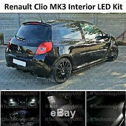 Premium Renault Clio Mk3 Sport 05-12 Interior White Led Light Bulb Upgrade Kit