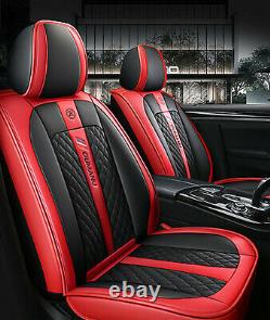 Red/Black PU Leather Car Seat Covers Cushion Protector Universal 5-Sits Full Set