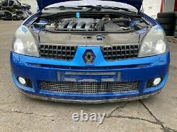 Renault Clio Mk2 Rs Sport Fl 2005 Front Bumper Complete Grills Fog Arctic Blue