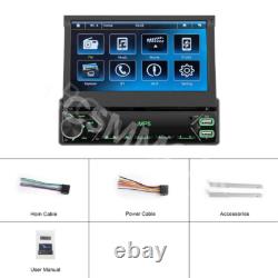Single 1 DIN 7in Flip Out Touch Screen Car Stereo Radio Bluetooth MP5 Player