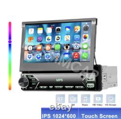 Single 1 DIN 7in Flip Out Touch Screen Car Stereo Radio Bluetooth MP5 Player