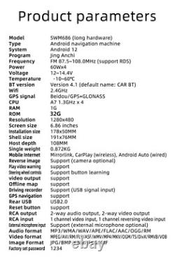 Single 1 Din Car Stereo Radio Android 12 GPS Navi WiFi Bluetooth FM Video Player