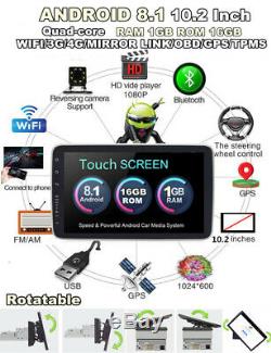 Single 1Din Rotatable Android 8.1 10.21080P Quad-core 1GB+16GB Car Stereo Radio