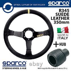 Sparco R345 Suede Steering Wheel 350mm & Hub fits CLIO MK3 RS SPORT 2008