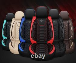 Standard Edition Beige PU Leather Car Seat Covers Cushions Full Set Seat Cover
