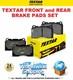 TEXTAR FRONT + REAR BRAKE PADS SET for RENAULT CLIO II 2.0 16V Sport 2000-on