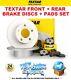 TEXTAR FRONT + REAR DISCS + PADS for RENAULT CLIO III 2.0 16V Sport 2008-on