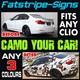 To fit RENAULT CLIO MK3 CAMO GRAPHICS STRIPES STICKERS DECALS 197 200 RS SPORT