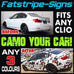 To fit RENAULT CLIO MK3 CAMO GRAPHICS STRIPES STICKERS DECALS 197 200 RS SPORT