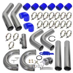 Universal 3.0 76mm Aluminum Intercooler Pipe + BOV Turbo Blow Off Valve Kit BL