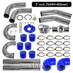 Universal 3.0 76mm Aluminum Intercooler Pipe + BOV Turbo Blow Off Valve Kit BL