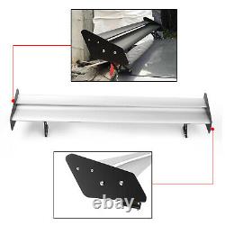 Universal Aluminum Adjustable Double Deck GT Rear Trunk Wing Spoiler Silver T3