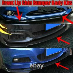 Universal Car Front Bumper Lip Spoiler Chin Splitter + Side Skirt Extension 9Pcs