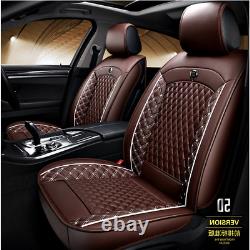 Universal Coffee Leather Full Set 5D Surrounded Car Seat Cover Cushion Protector