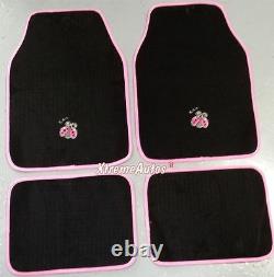 Universal Non-slip Full Carpet Pink Ladybug Car Mats 4PCE For All Models